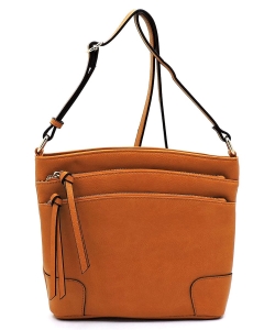 Fashion Multi Zip Pocket Crossbody Bag WU059 MUSTARD